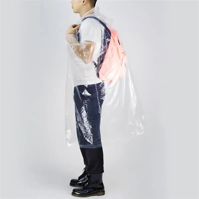6 шт. одноразовые плащи прозрачный дождевик непромокаемая одежда с капюшоном на