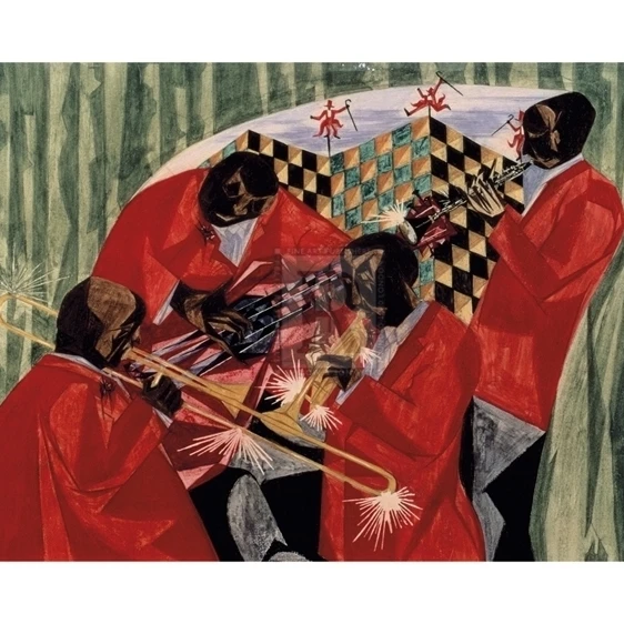 Деревенский квартет 1954 плакат печать Джейкоба Лоуренса (27x20)|Таблички и знаки| |