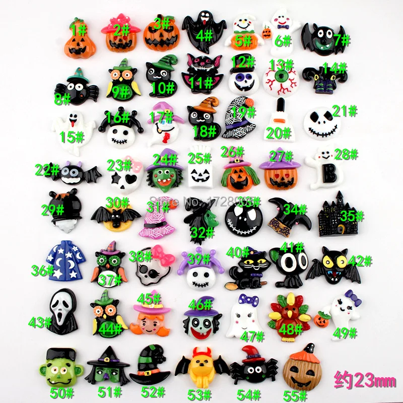

Halloween Resin Decoration Craft decor Pumpkin Skull 10pcs Beads Flatback Cabochon Scrapbook DIY Embellishments Accessories