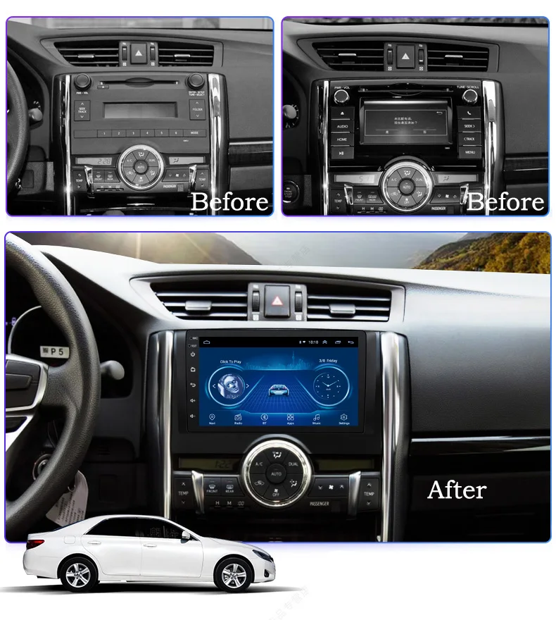 Wanqi Android 9.1 Car DVD Multimedia Radio Player System 9 Inch for Toyota Reiz 2010-2013 GPS Navigation Video Play Screen | Автомобили и
