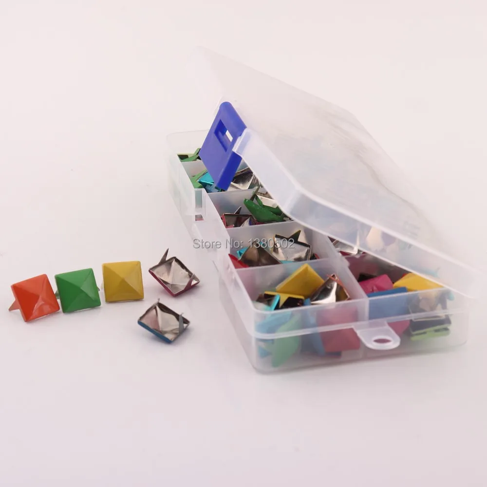 1 box Square mix Color 12mm Metal Decoration Rivets Garment Rivet for bag Sewing tool accessories | Дом и сад