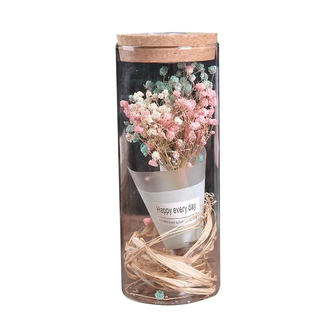 Букет Гипсофилы свет стеклянная бутылка сушеные современные цветы