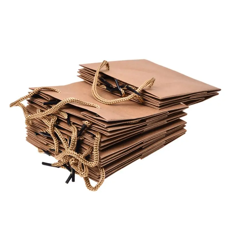 10pcs Paper Gift Jewelry Party Bag Food Carrier Bags - Brown | Дом и сад