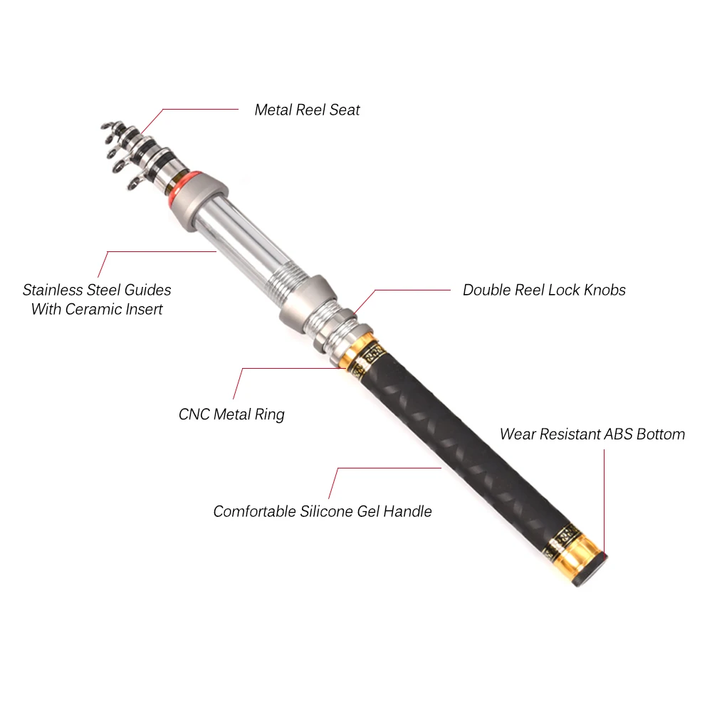 Lixada телескопическая удочка и Катушка комбо Полный комплект 3 шариковых