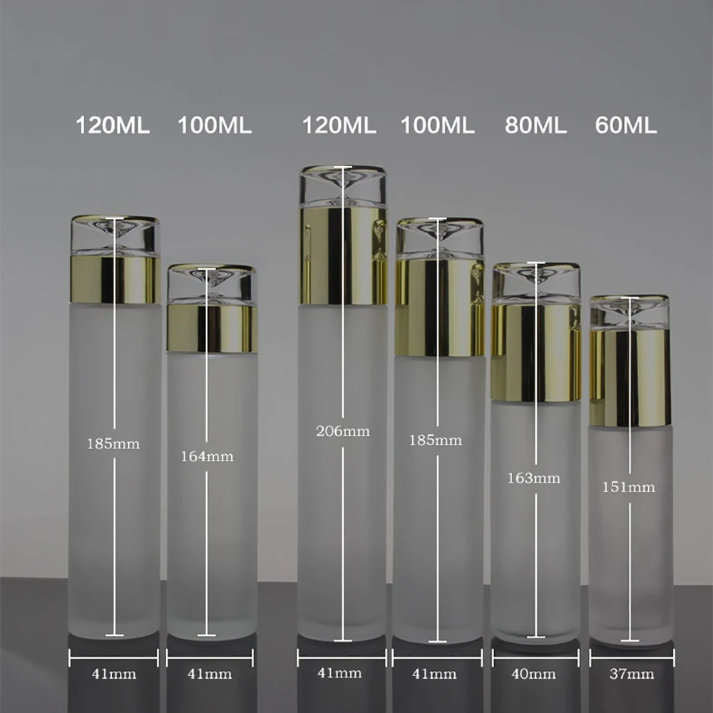 

Lotion and spray bottle 30ml glass hair packaging bottle, frosted glass bottle with golden cosmetic packaging glass