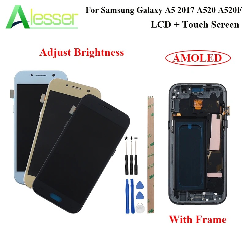 ЖК-дисплей Alesser для Samsung Galaxy A5 2017 A520 A520F сенсорный экран с рамкой Amoled замена