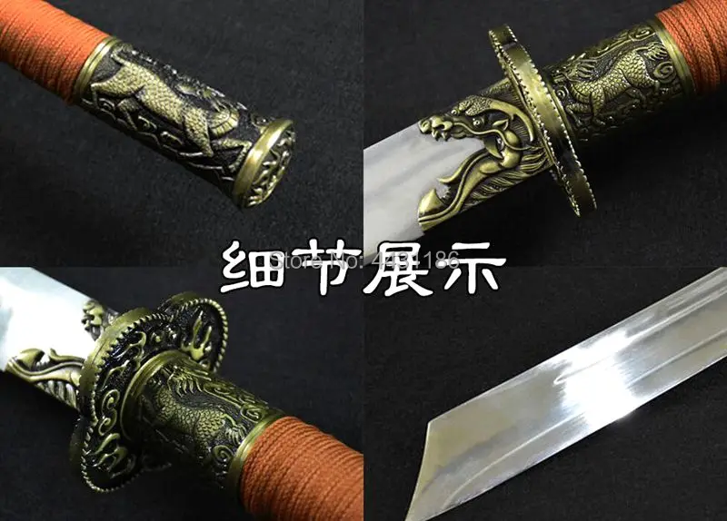 Длинная рукоятка боевой широкий нож KungFu высокий металлический острый китайский