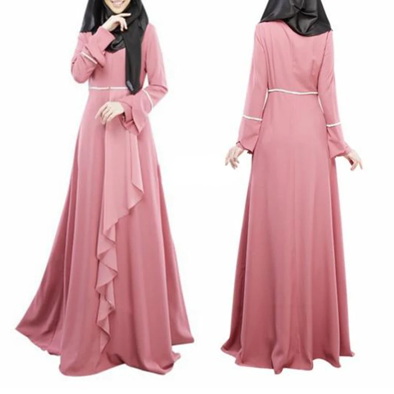 Мусульманское женское платье длинное Турецкий хиджаб с длинными рукавами
