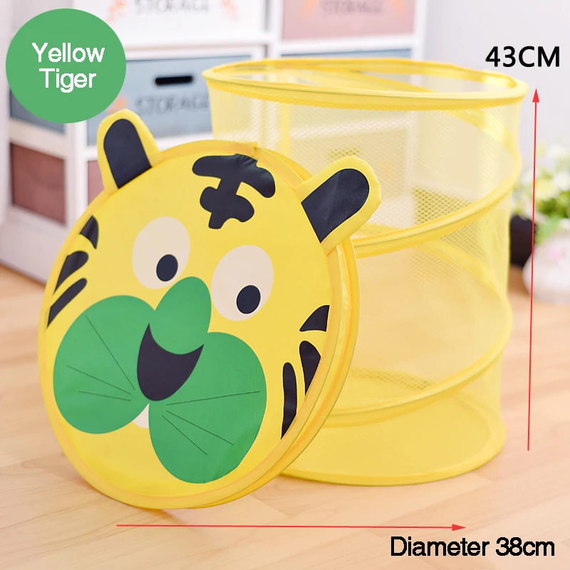 1 Pcs New Folding Cartoon Cylindrical Breathable Laundry Basket For Children Room Decoration Toys Large Storage Organizer | Дом и сад