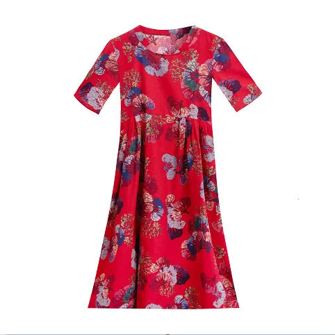 Vintage Floral Printed Maxi Dress For Women O-Neck Long Sleeve Spring Summer Loose Casual Vestido Mujer Plus Size 4XL | Женская одежда