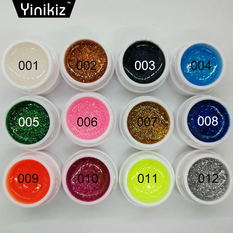 Yinikiz 2018 Новое поступление 12 красочных Блестки для рисования лаковый клей