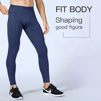 men compression breathable running pants workout base layer tights leggings fitness gym trousers with zipper pocket custom logo