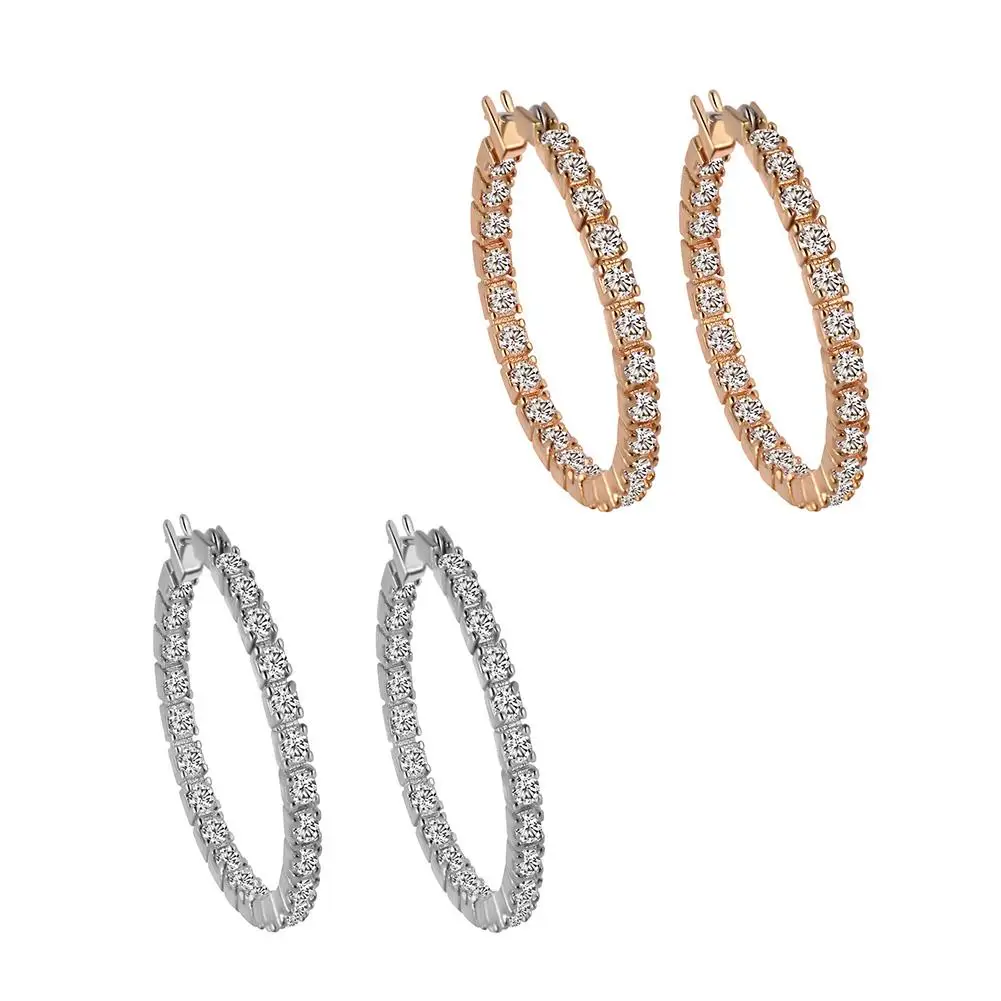 Новая мода полный Циркон Круглые Серьги | Украшения и аксессуары