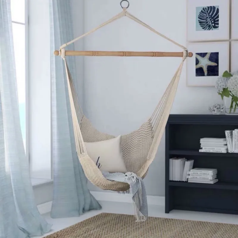 Boho хлопковое холщовое кресло-гамак макраме качели для внутреннего и наружного подвесного кресла максимальный вес 330 фунтов