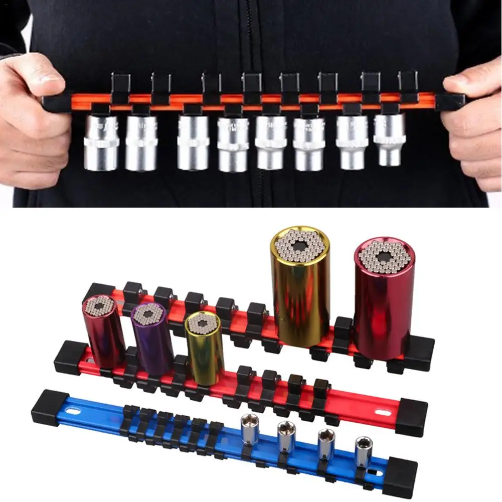 

3Pcs Universal Industrial Plastic Double Sided Sleeve Socket Rail Holder Organizer 1/4 3/8 1/2