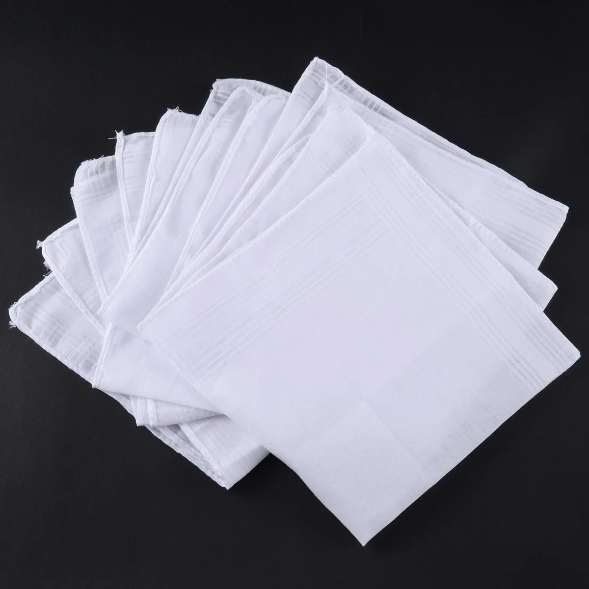 

5pcs Squares Hanky White Pocket Cotton Handkerchiefs Hankie Hanky with Stripe Men 40*40cm Home Decoration Vintage Gift Hankies