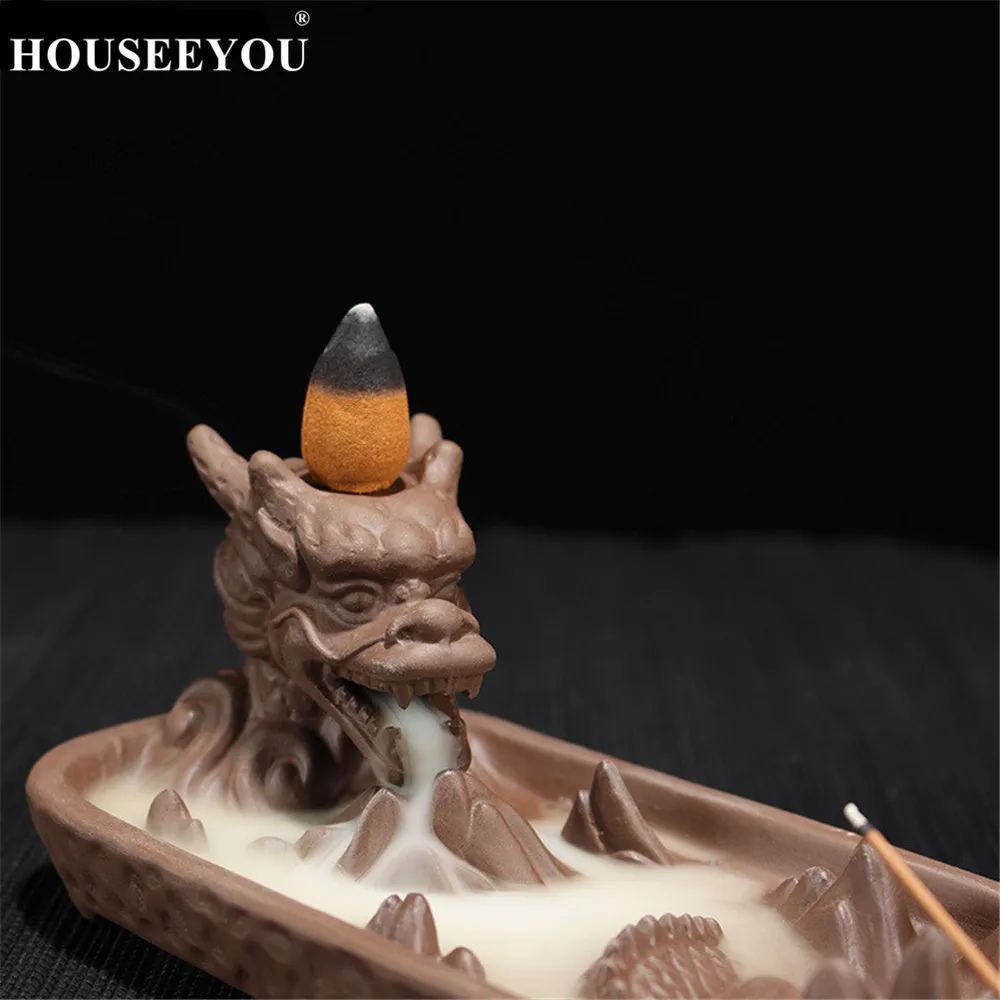 10 шт. ароматических конусов + керамический Дракон арома-курильщик для домашнего