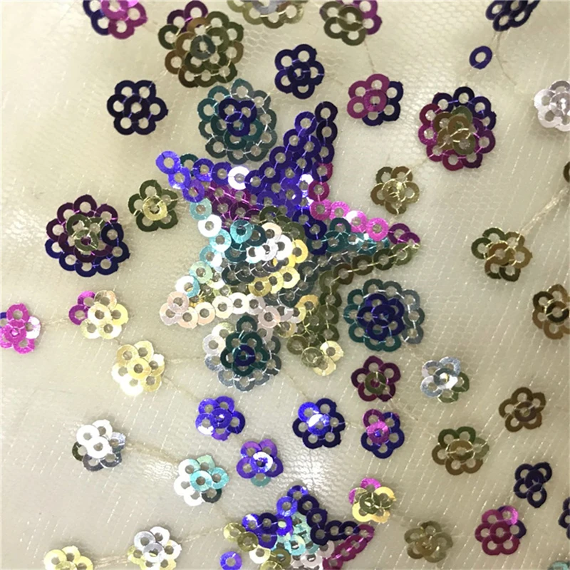 1 ярд блестящие звезды цветы блестки кружевная ткань женская для вечернего