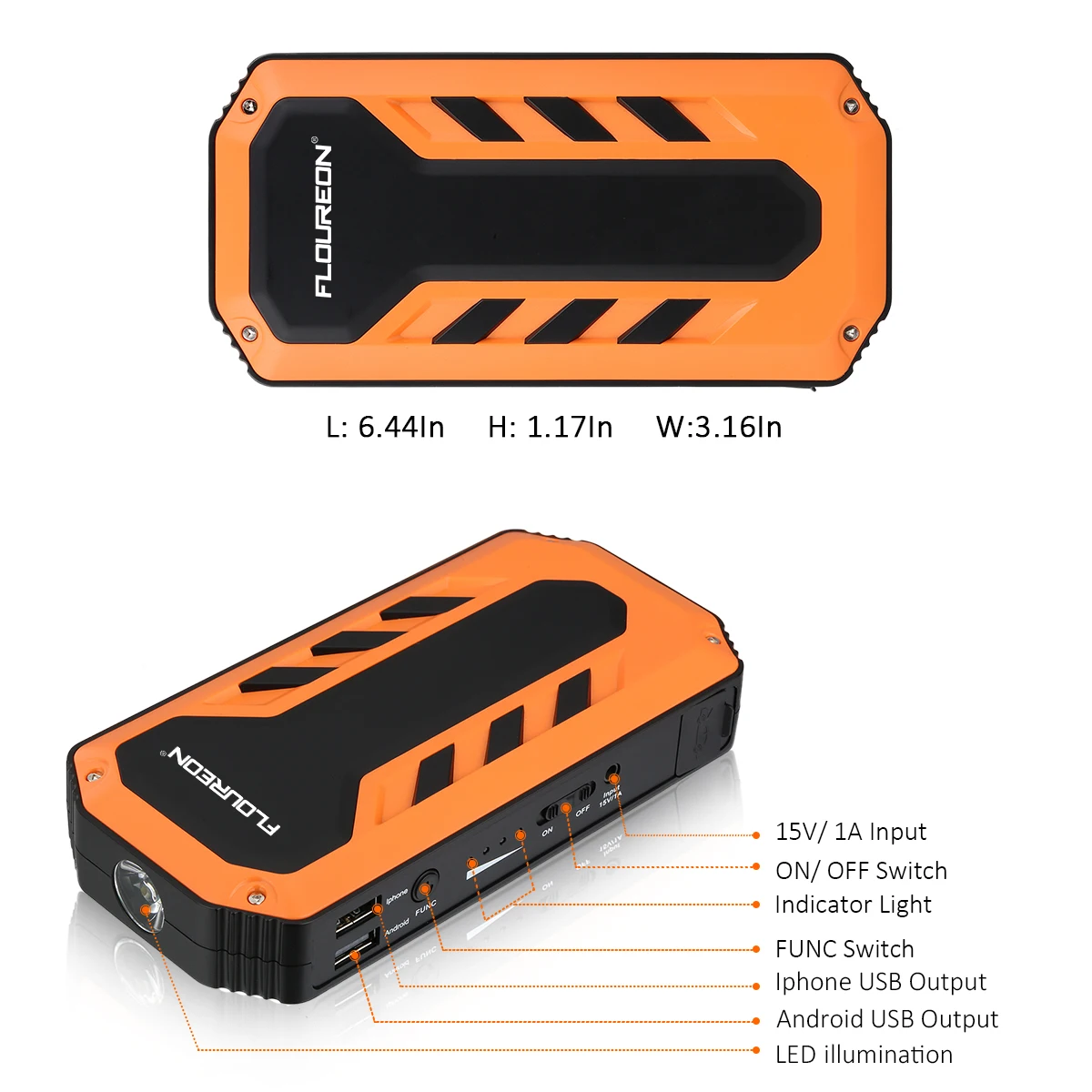 Floureon C100 12000 mAh С светодиодный свет 600A пиковый ток скачок стартер ЕС Plug