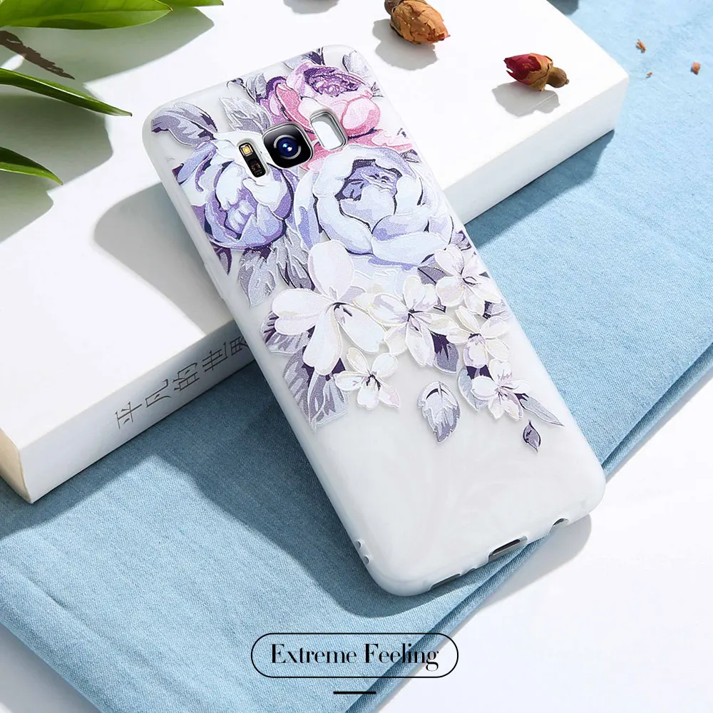 KISSCASE 3D Рельефный цветочный чехол для телефона Samsung S9 силиконовый с цветами Galaxy A5 A7
