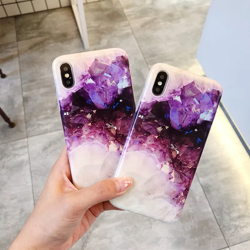 XINDIMAN фиолетовые Чехлы для iphone X чехол Аметист силиконовый 6 6s 6plus Мягкий ТПУ 7 capa 7plus
