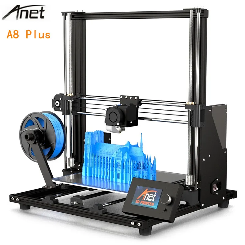 Обновленная версия Anet A8 Plus DIY 3d принтер 300x300x350 мм Высокоточный ЖК экран рамка из