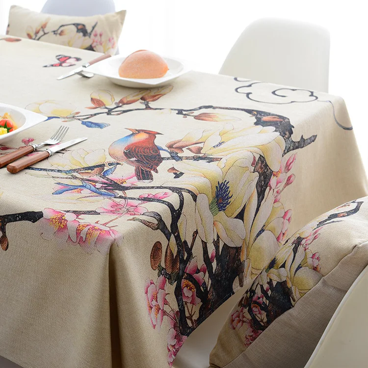 

2018 New Tablecloth High Quality Simple Flower Bird Design Dinner Table Cloth For Restaurant Home Decor Washable Freeshipping