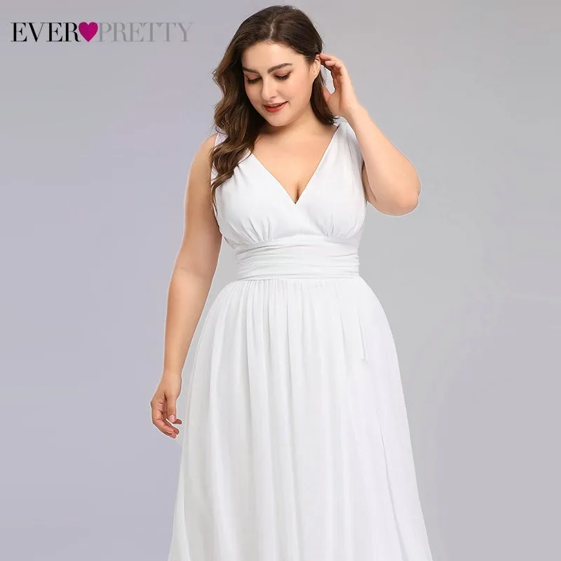 Свадебные платья размера плюс Ever Pretty элегантные шифоновые трапециевидные