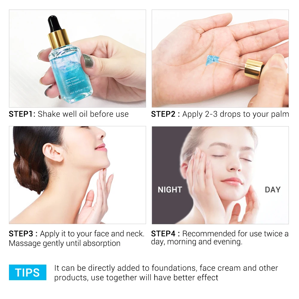 

BREYLEE Hyaluronic Acid Essential Oils Moisturizer Nourishing Facial Serum Anti-Aging Wrinkles Whitening Face Skin Care Essence