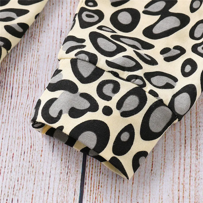 3 шт. хлопковая Футболка с леопардовым принтом и штаны|Комплекты одежды| |