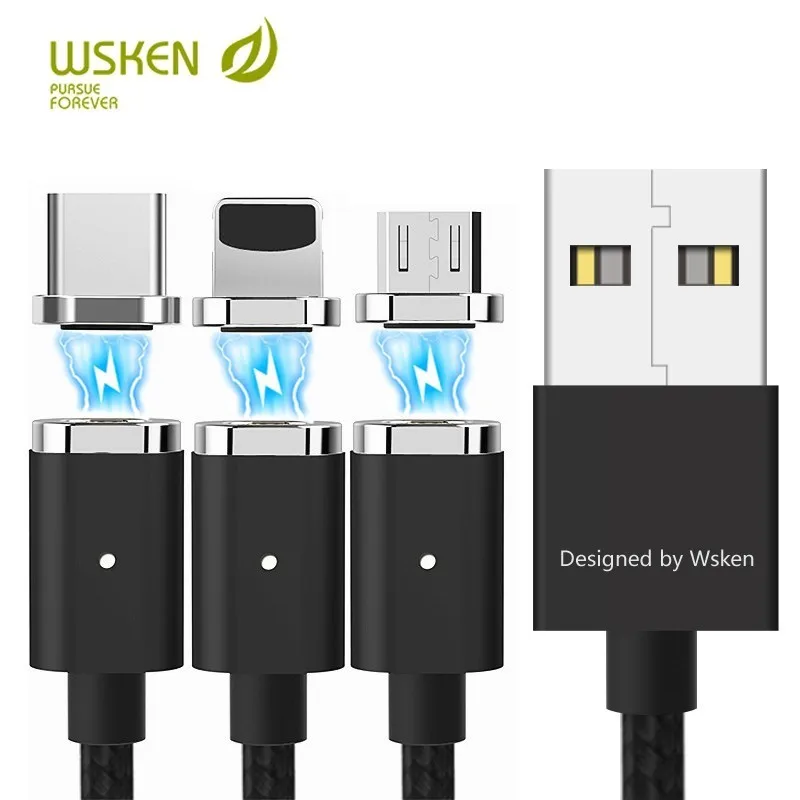 Wsken USB Магнитный зарядный кабель для iPhone xs x 8 7 6 магнитное зарядное устройство Micro
