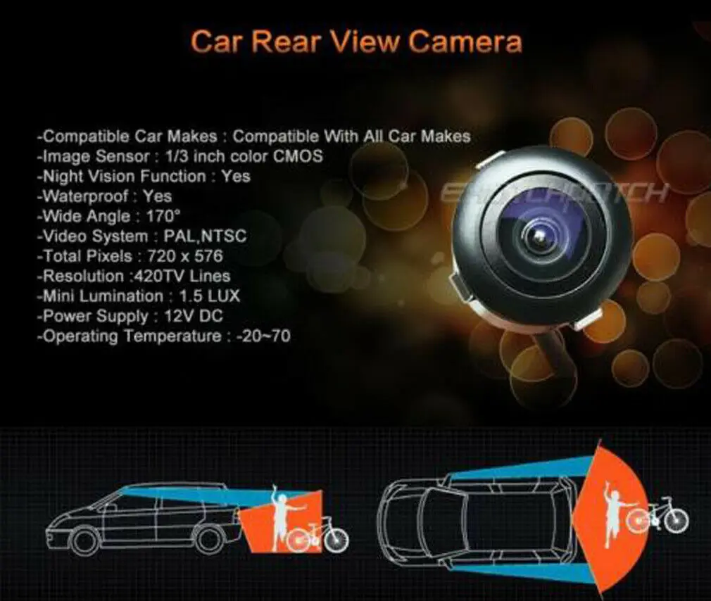 Автомобильная камера заднего вида с ИК ночным видением Full HD 170 °|Камеры для авто| |