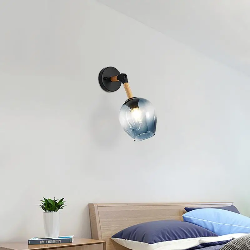 Новинка синий стеклянный абажур настенный светильник бра для столовой спальни