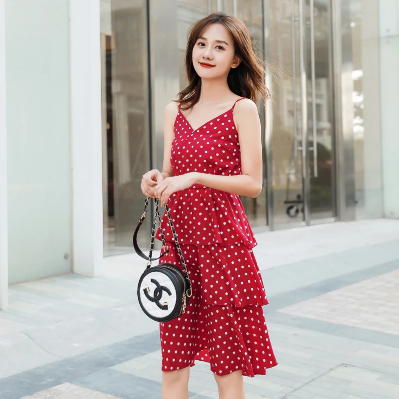 2019 новые женские шифоновые платья летнее платье с высокой талией на тонких