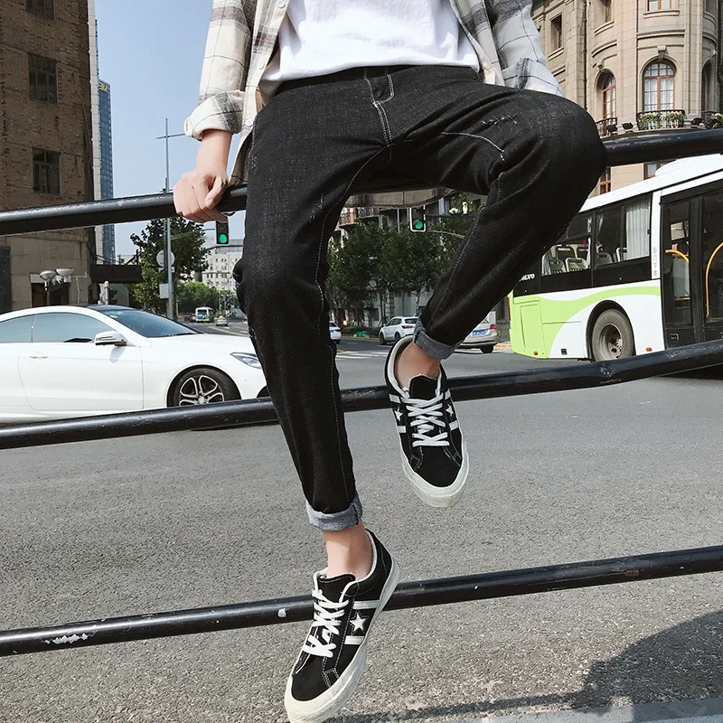 Мужские джинсы в национальном стиле удобные повседневные однотонные из хлопка