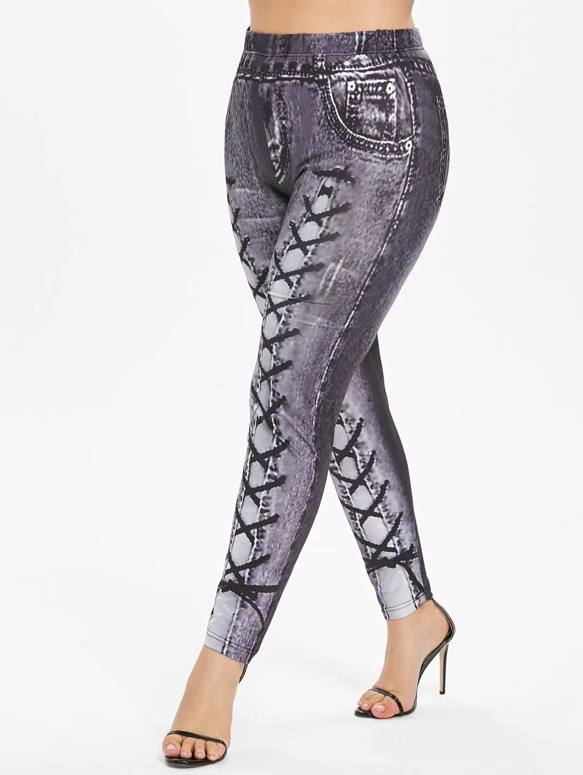 Wipalo New Arrival Leggings Women Plus Size 3D Printed High Elastic Waisted Workout Leggins Skinny Casual Female Pants | Женская одежда