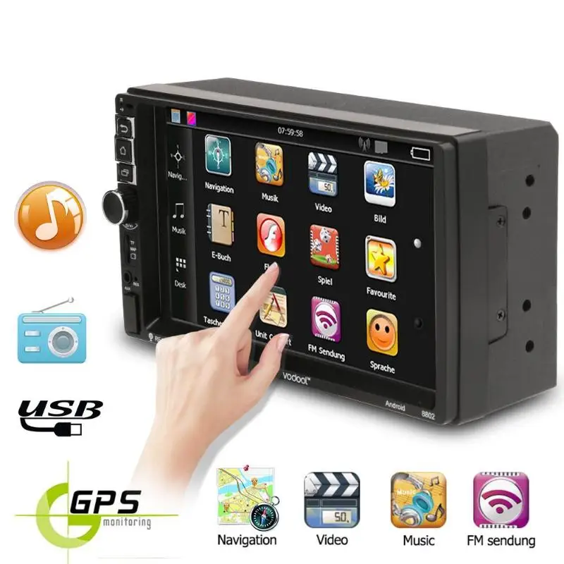 7 &quotсенсорный экран 2 Din четырехъядерный автомобильный радиоприемник Android 1 WIFI