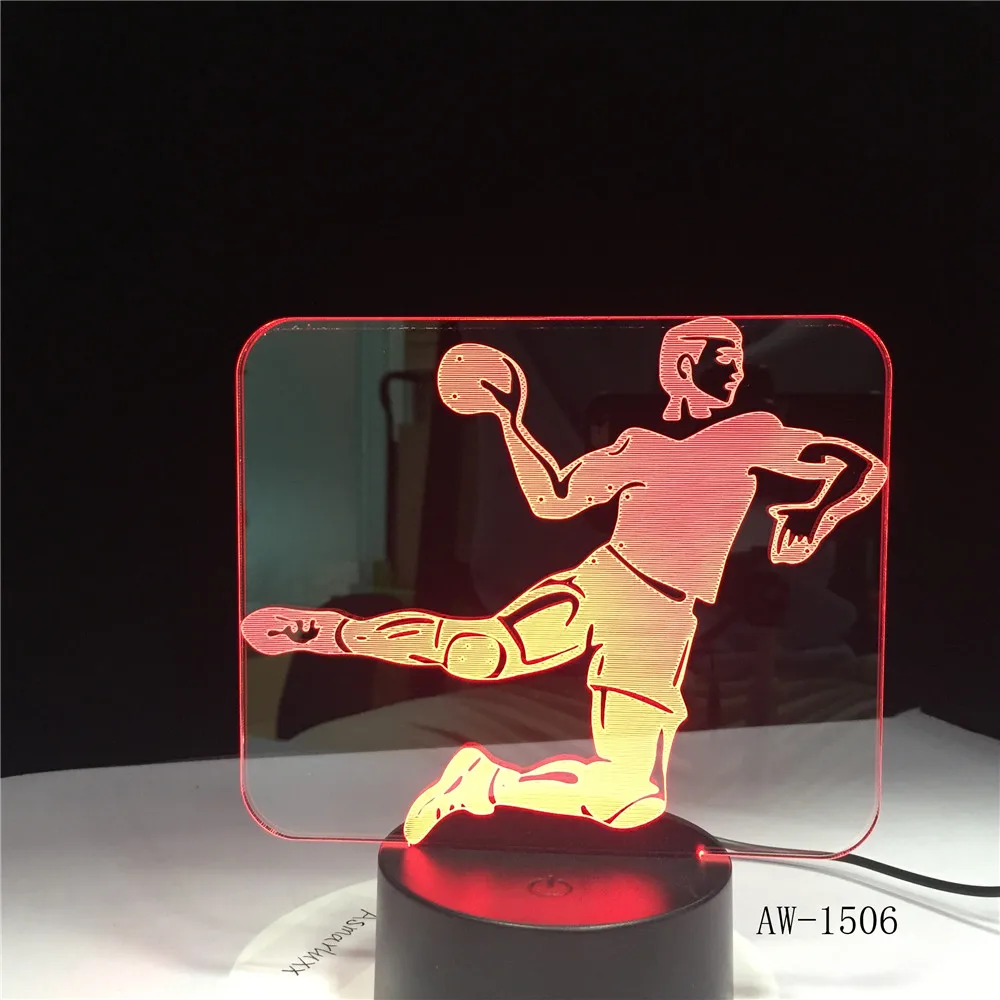 Гандбол фигура игрока 3D светодиодный ночник USB детский подарок Спортивная