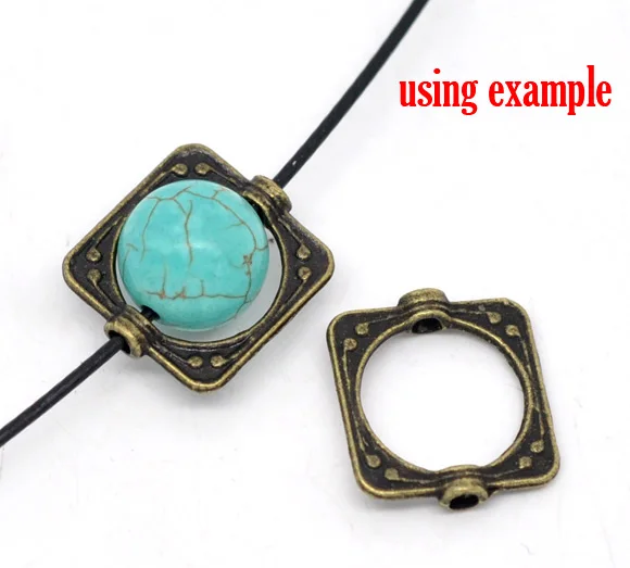 Милые Квадратные оправы из 100 бронзовых бусин 15х14 мм (B14505)|bead frames|square bead framesframe beads |