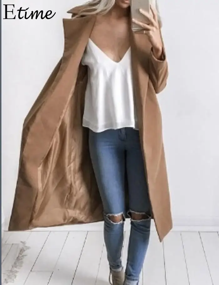 FANALA пальто длинный тонкий Abrigos Mujer Invierno коллекция 2018 года отложным воротником