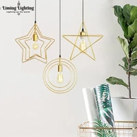 nordic gold led pendant lights lamp fixtures star heart ball hanglamp for dining living room home kitchen decor with e27 bulb