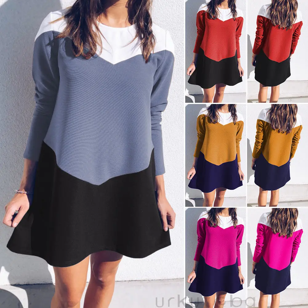 Женское платье с длинным рукавом и круглым вырезом зимней коллекции, нежное и уютное.