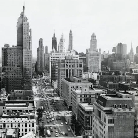 США Иллинойс Чикаго Мичиган авеню high angle view of панно городской пейзаж Print