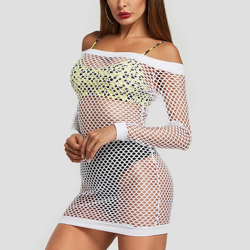 Сексуальное ажурное для женщин кроше прозрачное Сетчатое бикини Пляжное Платье |