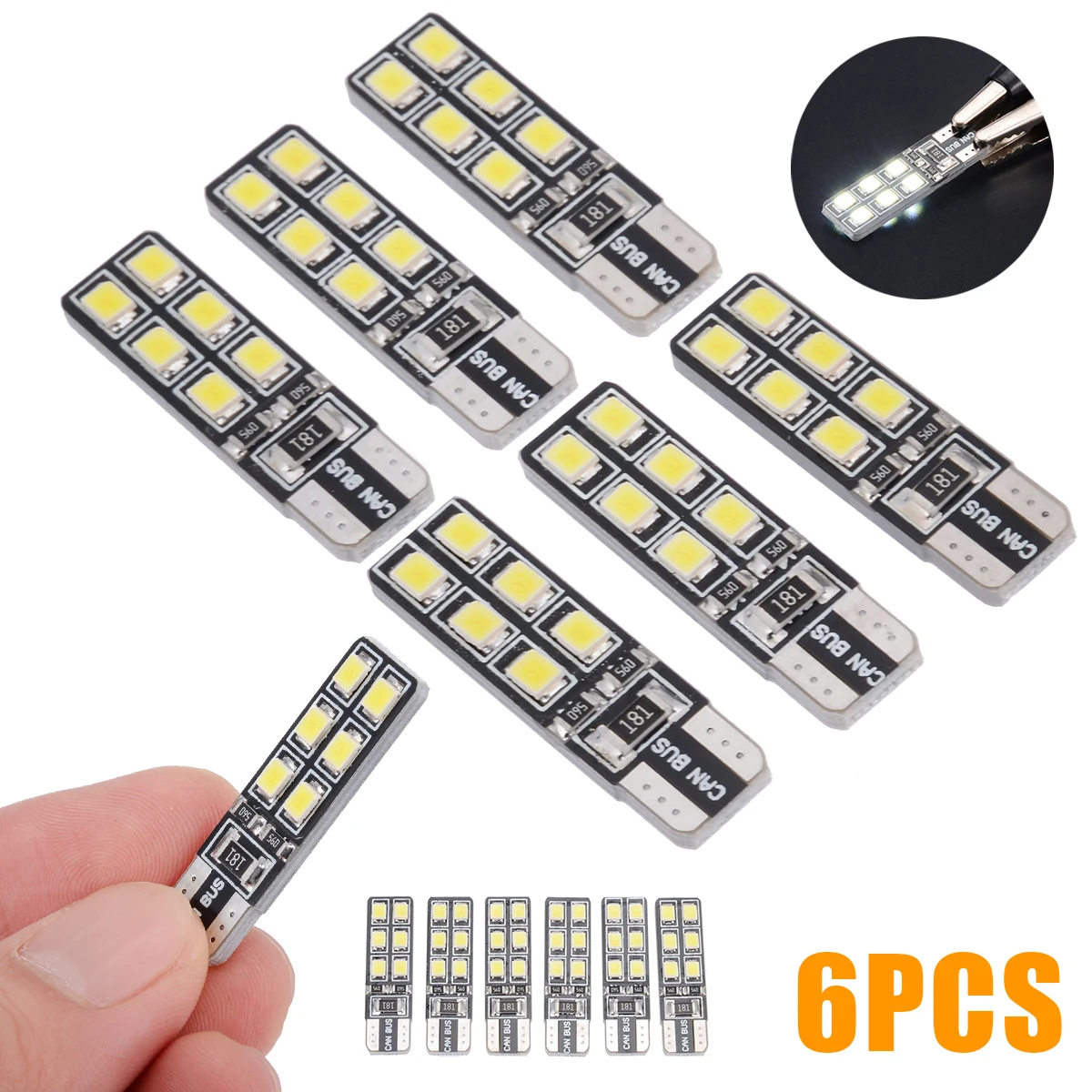 6 шт./компл. Белый T10 194 168 2835 12LED Canbus без ошибок ширина дверной карты светильник