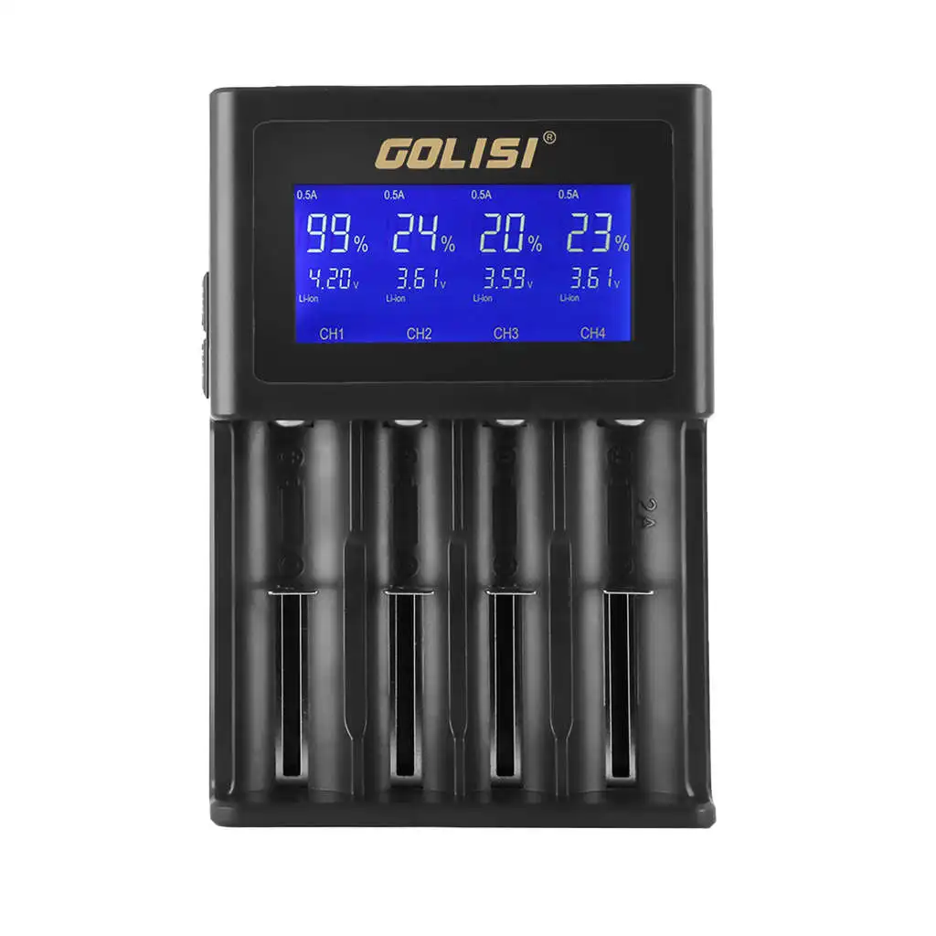 MOCH-Golisi S4 2.0A Intelligent Lcd 18650 Battery Charger For Li-Ion Ni-Mh Ni-Cd Ni-Md 26650 20700 Aa Aaa Rechargeable Batteri |
