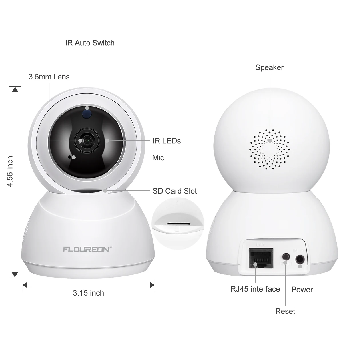 Ip камера FLOUREON YI Cloud Storage 1080P HD 2.0MP с ночным видением PTZ умный детский монитор для