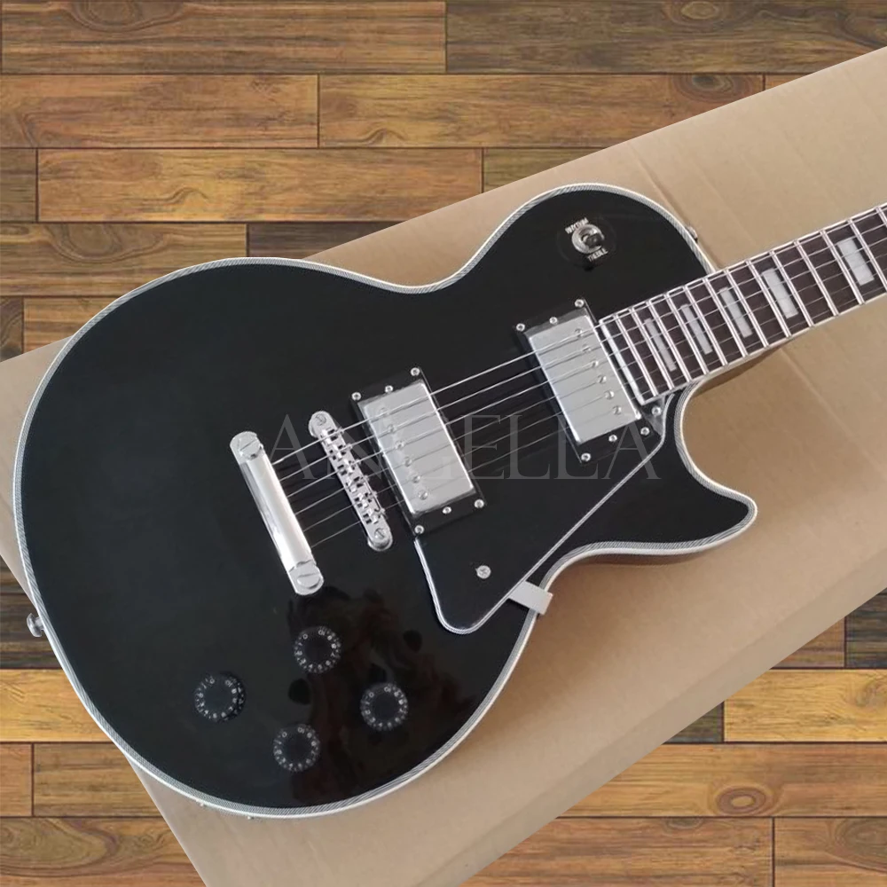 Одежда высшего качества Gib lesp custom gloss black электрогитара с nickelage Аппаратные