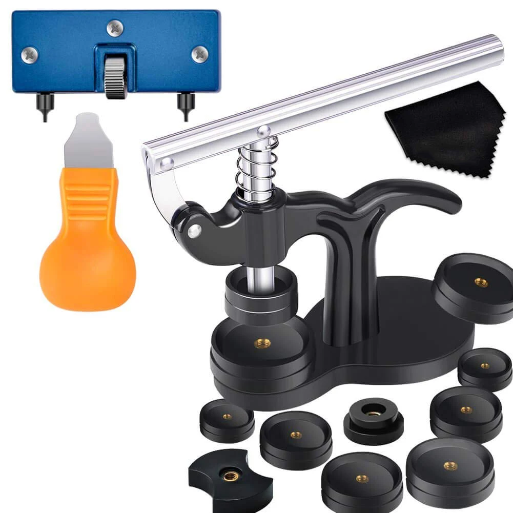 16Pcs Watch Press Tool With Watch Battery Replacement Tool Kit And Fitting Dies For Watch Back Remover Closer Repair And Batte high quality watch back closer watchmaker press set repair tool plastic case crystal glass great for watches back closer