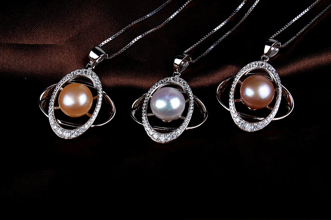 925 Silver Necklace Joker Jewelry Foreign Trade Wholesale Peak Circuit Transfer Natural Pearl Zircon Clavicle Chain Pendant | Украшения и